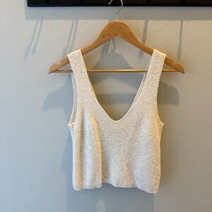 Madewell Knit V-Neck Sweater Tank | Cream | Size XS